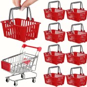 Resim 10 adet Küçük Metal Alışveriş Arabası Sepeti, Kırmızı Market Arabası Seti, Pencere Görünümü Tasarımı, Açık Kapak, Fotoğraf Aksesuarları, Ofis, Ev Dekorasyonu, Mutfak Dekorasyonu, Doğum Günü, Noel, Şükran Günü Hediyesi, Ev Düzeni için Sepetler ve Kaplar, Noel için En İyi, Şükran Günü için Mükemmel 