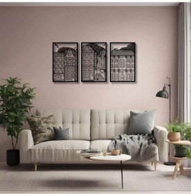 Resim Metal Duvar Dekorasyonu 3 Parçalı Şehir 3 Piece City Metal Duvar Tablosu Sanat 