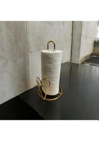 Resim Kalp Detaylı Gold Metal Kağıt Havluluk - Tezgah Üstü - Mutfak/banyo Gold 
