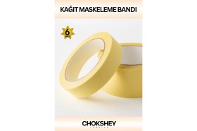 Resim Maskeleme Bandı Bej Krepe Kâğıt Tabanlı Boya Uygulamaları Için Ideal 24MMX20MT - 6 Adet 