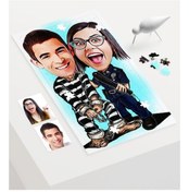 Resim Kişiye Özel Sevgililer Karikatür 240 Parça A3 Puzzle - 7 