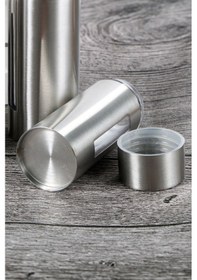 Resim Mat Çelik 3 Parça Tuz Karabiber Standlı Baharatlık Set Cin972 Gri 