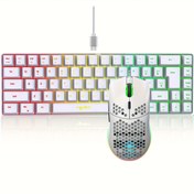 Resim HXSJ-RGB Klavye ve Oyun Mouse, Kompakt 68-Ana Mini Kablo Bağlantılı Klavye ile RGB Arka Işıklama, PS4, Xbox, PC, Dizüstü Bilgisayar ve Mac için Oyun Oynamaya Uygun. 