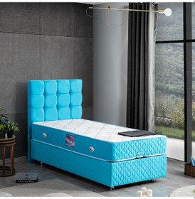 Resim Setaymobilya Baza, Duke Turkuaz Tek Kişilik Baza + Başlık+ Ortopedik Yatak 