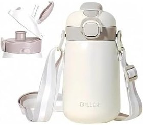 Resim DILLER Tek Kapak Çift Kullanım Pipetli/Pipetsiz 420Ml Askılı Çelik Su Matarası 6 Saat Sıcak/Soğuk -1 