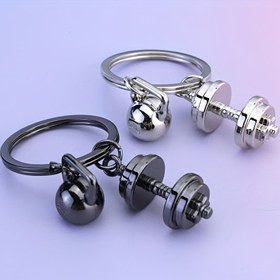 Resim Alaşım Mini Fitness Dumbbell & Kettlebell Anahtarlık, Spor İlhamlı Bayan Anahtarlık, Tek Parça, Arkadaşlar için İdeal Hediye 