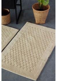 Resim Hcw Poil Bej %100 Pamuk Viskon 2 Parça Banyo Paspas Seti 40 60+60 100 Cm Bej 