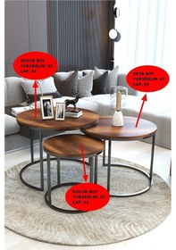 Resim Faymend Giant Lüks 3'lü Orta Sehpa Modern Siyah Barok Siyah 