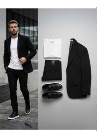 Resim Bys Beystil Erkek Mono Yaka Siyah Blazer Ceket 310 - Slim Fit 