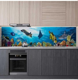 Resim Mutfak Tezgah Arası Folyo Fayans Kaplama Folyosu Deniz Kaplumbağa 