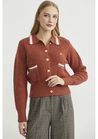 Resim Sementa Polo Yaka Düğmeli Triko Hırka - Taba Taba 