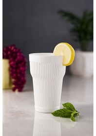 Resim Akrilik Beyaz Tekli Uzun Bardak & Su Meşrubat Bardağı 400 ml ( Cam Değildir ) 
