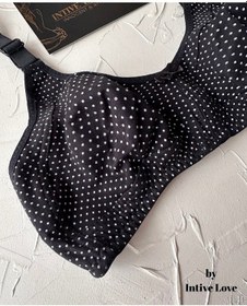 Resim Liza Puantiye Desenli Pamuklu Penye Kalın Askılı Toparlayıcı Bale Siyah 