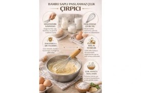 Resim Esmo Home Vıvaluxe Bambu Mutfak Çırpıcı, Kek Yumurta Çırpıcı, Paslanmaz Çelik, Ergonomik Sap, Dayanıklı, Çok Amaçlı, Ev Tipi, Profesyonel Kullanım, Kolay Temizlik, Şık Tasarım, Uzun Ömürlü, Hafif, Sağlam, Mini! 