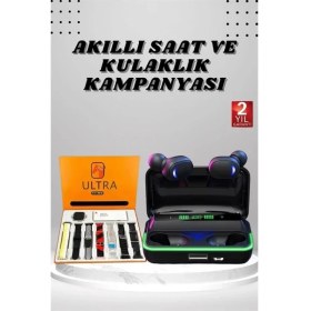 Resim AyrStore Buğz Yeni Nesil Akıllı Saat ve Bluetooth Kulaklık Kampanyası Android ve Ios Uyumlu Uyku ve Sa 