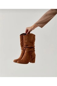 Resim Ozzo Woman Taba Süet Körüklü Yarım Çizme 