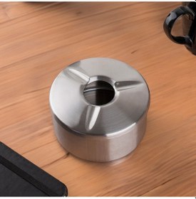 Resim Porsima Paslanmaz Çelik Metal Kül Tablası - Kapaklı Rüzgar Geçirmez Küllük 