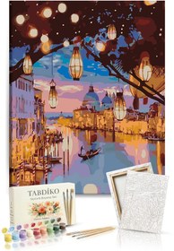 Resim Tabdiko Sayılarla Boyama Seti 40 x 50 cm Tuval Şasesine Gerili Akşam Manzarası 
