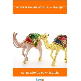 Resim Swarovski Taşlı Şık Deve Figürü Altın Gümüş Renk Dekoratif Aksesuar 1 Adet 