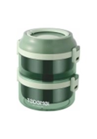 Resim 2 Katlı Paslanmaz Çelik Sızdırmaz Saklama Kabı Beslenme Kabı 1,6 Lt. Yeşil İthal Ürün Yeşil 