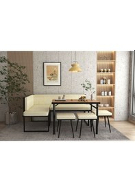 Resim Wood House Pamir Köşe Takımı Bej-ceviz Mutfak,bahçe,balkon,oturma Odası 