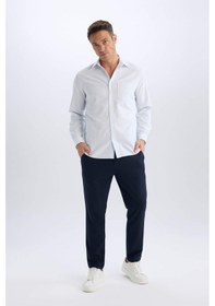 Resim DeFacto %100 Pamuk Regular Fit Polo Yaka Çizgili Oxford Uzun Kollu Gömlek D6101AX25SPBE196 