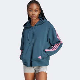 Resim adidas Future Icons 3-Stripes Full-Zip Kapüşonlu Kadın Lacivert Eşofman Üstü 