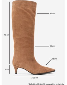 Resim Luvishoes Luvi Shoes Sıora Toprak Süet Hakiki Deri Kadın Kısa Topuklu Çizme Toprak 