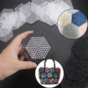 Resim 30 Parça/Set Altıgen Dokuma Plastik Şablon Seti - DIY El Örgüsü Tasarım Desenleri için Çok Amaçlı Ağ İplik Sanat Projesi, Beyaz Ağız Tahtası 