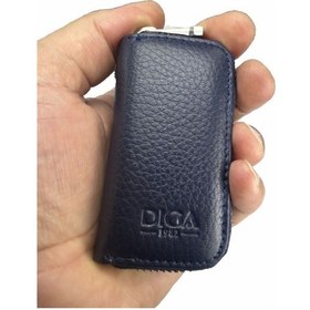 Resim Hakiki Deri Otomobil Anahtarlığı Araba Anahtar Kılıfı Lacivert Bronz 