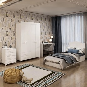Resim Garaj Home Yıldız 4 Kapaklı Genç Odası Takımı Beyaz 
