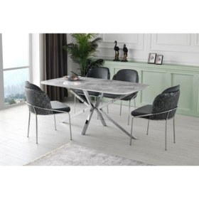 Resim Erezogulları Mobilya Polo Çapraz High Gloss Yemek Masa Sandalye Takımı 90x160cm 