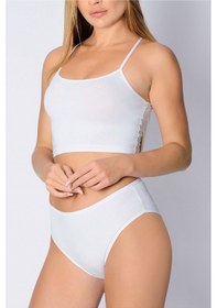 Resim Penye Likralı Bikini Beyaz 