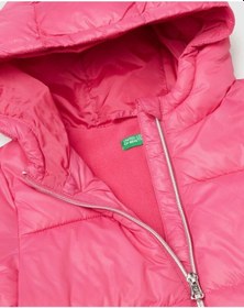 Resim United Colors Of Benetton Kız Bebek Logo İşlemeli Kapüşonlu Mont Fuşya 