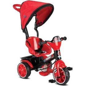 Resim Babyhope Bobo Speed Tenteli İtmeli 3 Tekerlekli Bisiklet Kırmızı 