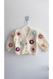 Resim örgüconcept Örgü Bebek Crop Hırka Beyaz 
