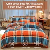 Resim 3 adet Büyük Plaid Moda Trend Baskılı Nevresim Kılıfı Seti, Ultra Yumuşak Mikrofiber için Yorgan, Yumuşak ve Rahat Nevresim Kılıfı, Ev/Yurt için Uygun 1 * Nevresim Kılıfı + 2 * Yastık Kılıfı, Makinede Yıkanabilir - Tüm Mevsimler 