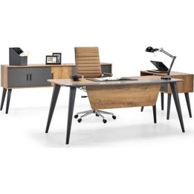 Resim Uzay Ofis Steps Yönetici Takımı-Kafkas Meşe - Antrasit - 160 Cm 
