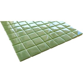 Resim MozaiKristaL Mutfak Tezgah Arası, Havuz, Banyo ve Yaşam Alanlarının Tüm Yüzeyleri Için Cam Mozaik. Cam Ölçüsü: 38X38 Mm. File Ölçüsü: 31.5X31.5 Cm. Renk: Mint Yeşili. (1 Koli=11 File Karo=1 M2 Fiyatıdır) 