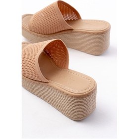 Resim 232-460 Nut Triko Günlük Ortopedik Dolgu Topuk Kadın Terlik Beyaz 