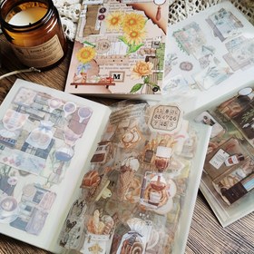 Resim Vintage Kahve Çıkartmaları, 20 Yaprak Estetik Çıkartmalar Kitabı - Şeffaf PET Retro Dekoratif Çıkartma Seti, Günlük Albüm Planlayıcı Zarf Telefon Scrapbook için, Parti Hediyesi 