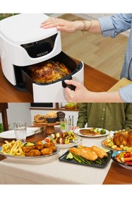 Resim Rexon Yağsız Fritöz 5 Litre Geniş Hacim Airfryer Dijital Ekran Akıllı Pişirme Yapışmaz Teflon Zemin BEYAZ 