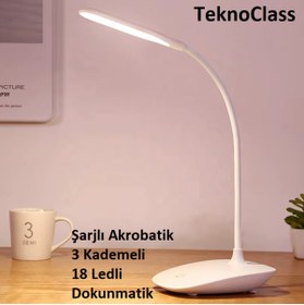 Resim Jetcom Akrobatik 3 Kademeli Led Dokunmatik Işık Kitap Okuma Ders Çalışma Masa Pc Işığı 