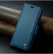 Resim Gaojunshop01 Samsung Galaxy S24 Plus Cüzdan Manyetik Kartlık Rfıd Kılıf Mavi Mavi Uyumlu Model 