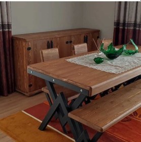 Resim Doğal Ahşap Yemek Masası-70x140 - Deryawood 