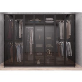 Resim Vetra Reflekte Cam 7 Kapaklı Gardırop Montaj Dahil - Füme 280 Cm 