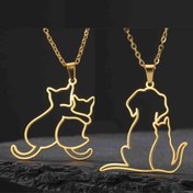 Resim 1 adet Boho Stil Paslanmaz Çelik Kedi ve Köpek Kucaklaşma Kolye, Sevimli Hayvan Takısı, Evcil Hayvan Severler ve Kız Arkadaşlar İçin Mükemmel Hediye 