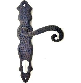 Resim Antika Tarz Dekoratif Pirinç Kıvrık Yale Kapı Kolu - 210x43 Mm, Oksit Çok Renkli 