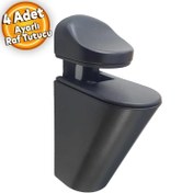 Resim Pelikan Ayarlanabilir Etajer Cam Tutucu Ahşap Raf Tutucu Cam Etejeri Metal Vidalı Siyah (4 ADET) 