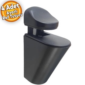 Resim Pelikan Ayarlanabilir Etajer Cam Tutucu Ahşap Raf Tutucu Cam Etejeri Metal Vidalı Siyah (4 ADET) 